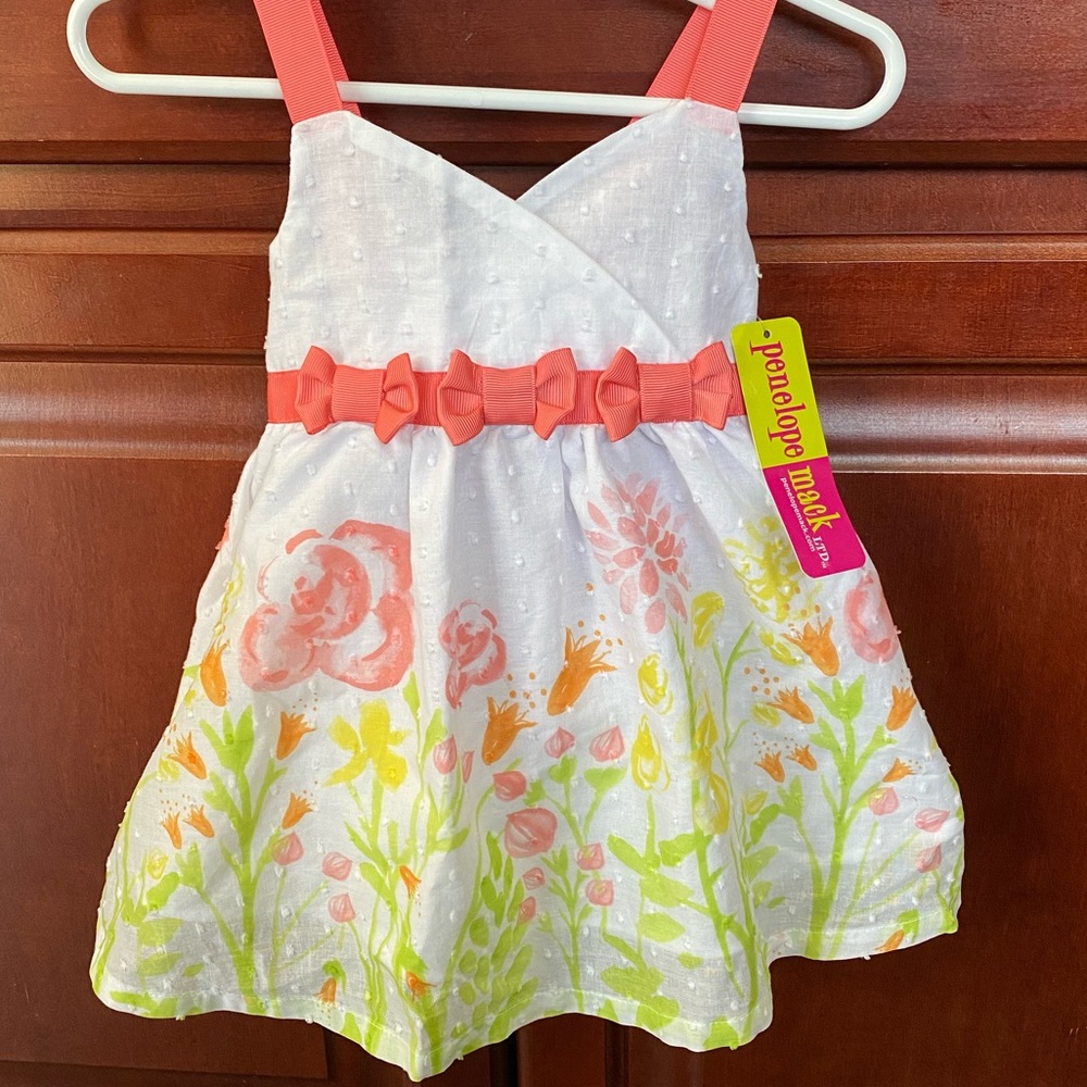 Penelope Mack White Floral Baby Sun Dress 6/9m NWT